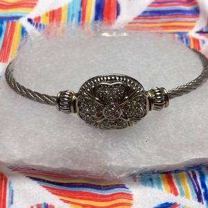 Brighton Silver Cable Bracelet With Crystal Flower